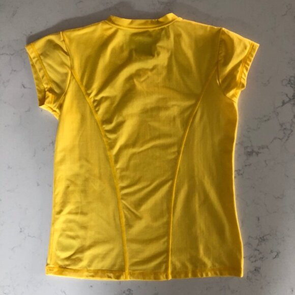 Sportek Platinum Casual Sht Slv V Neck Nylon Spandex Fitted Top Yellow Sz M NWOT - Picture 5 of 10